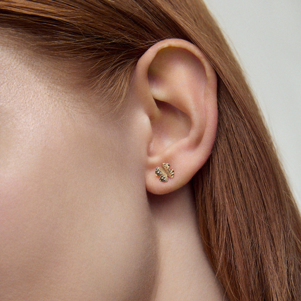 Kolczyki złote - kwiaty - Flora