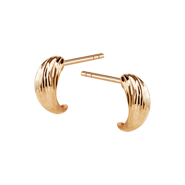 Kolczyki złote ze żłobieniami - półokrągłe