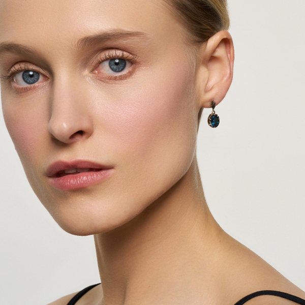 Kolczyki wiszące złote z topazami - Kolekcja Wiktoriańska