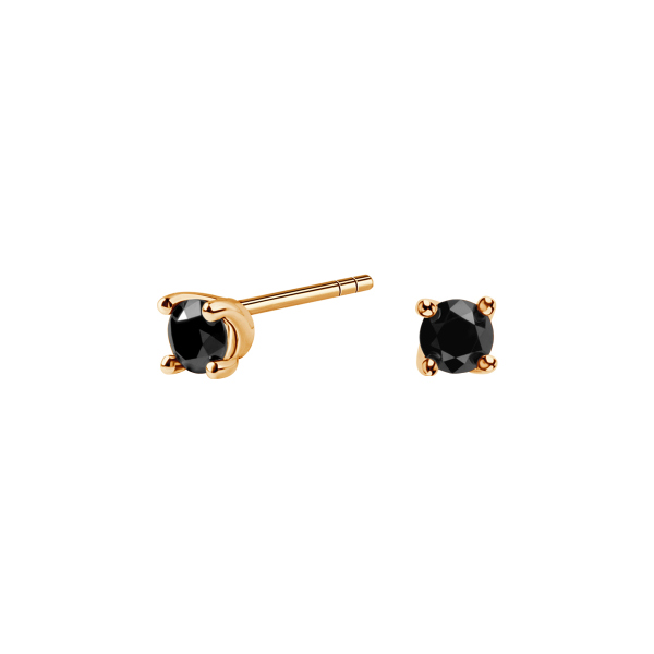 Kolczyki złote z czarnymi diamentami - 0,40 ct - Valentine 