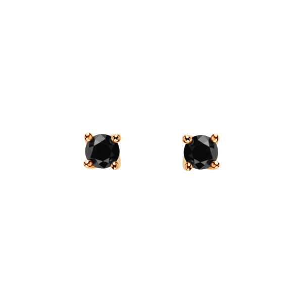 Kolczyki złote z czarnymi diamentami - 0,40 ct - Valentine 