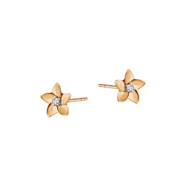 Kolczyki złote z diamentami - kwiaty