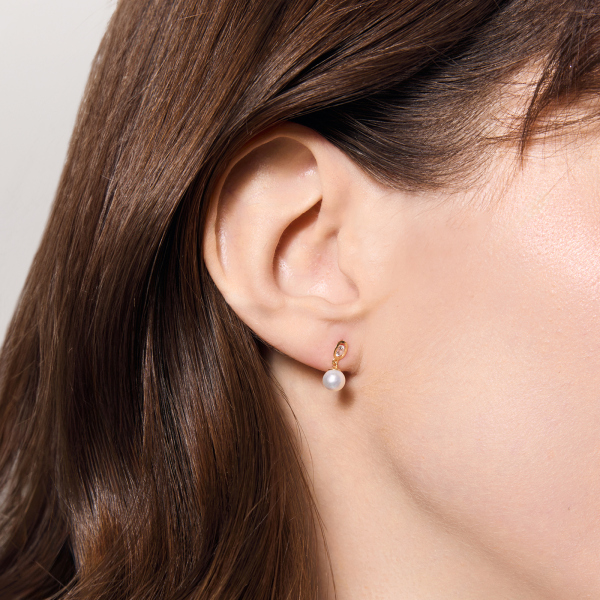 Kolczyki złote z perłami i cyrkoniami