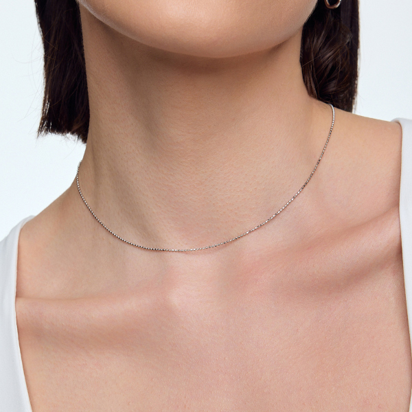 Łańcuszek srebrny - kulki - 1 mm