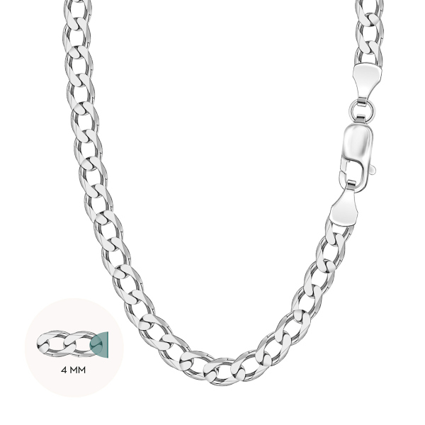 Łańcuszek srebrny - pancerka - 4 mm
