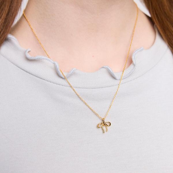 Naszyjnik srebrny pozłacany - kokardka - Mini