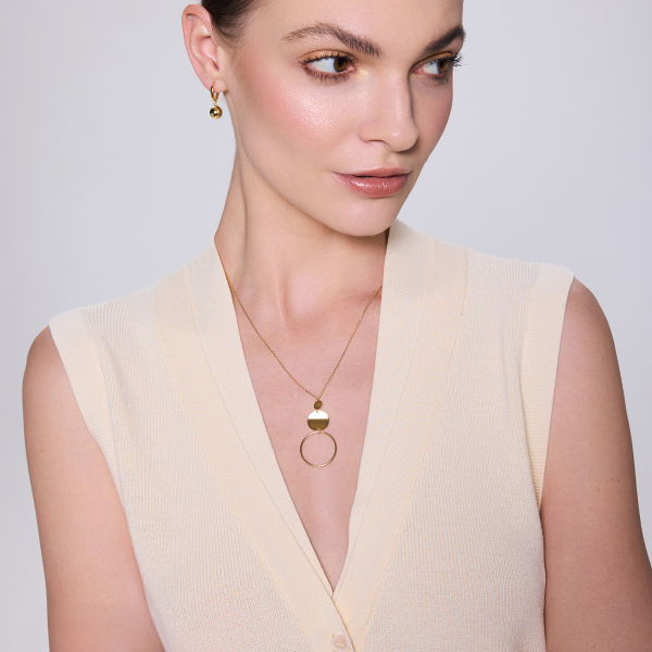 Naszyjnik srebrny pozłacany - koła - Simple