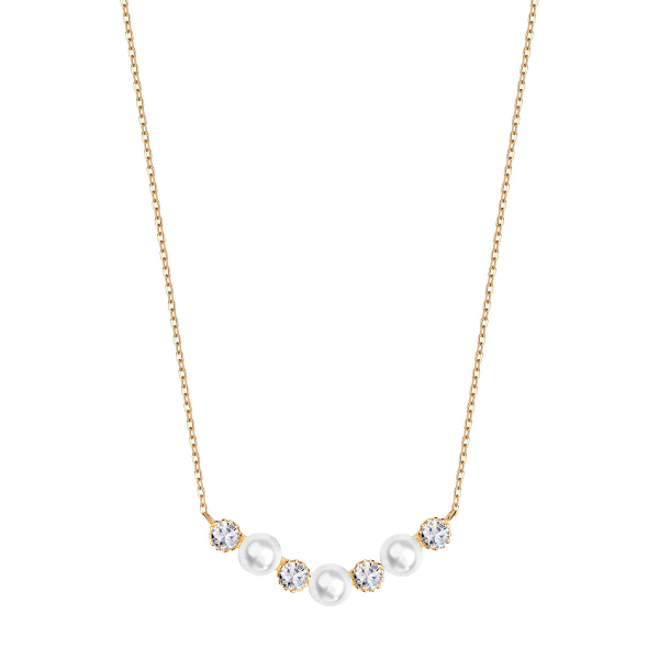Naszyjnik srebrny pozłacany z perłami i cyrkoniami - Pearls of Sky