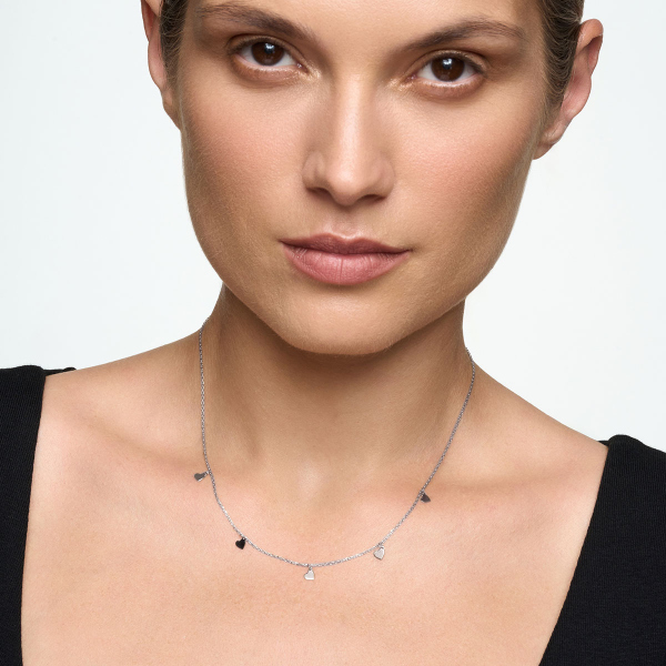 Naszyjnik srebrny - serca - Love