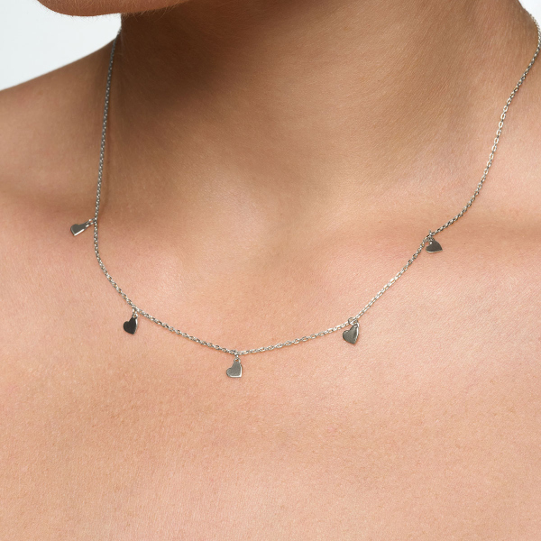 Naszyjnik srebrny - serca - Love