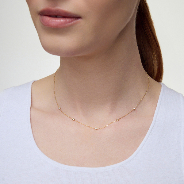 Naszyjnik złoty z cyrkoniami - Mystery