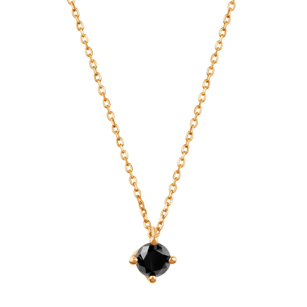 Naszyjnik złoty z czarnym diamentem - 0,33 ct - Valentine