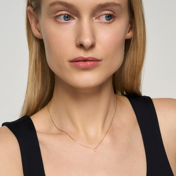 Naszyjnik złoty z diamentem - 0,05 ct - Valentine