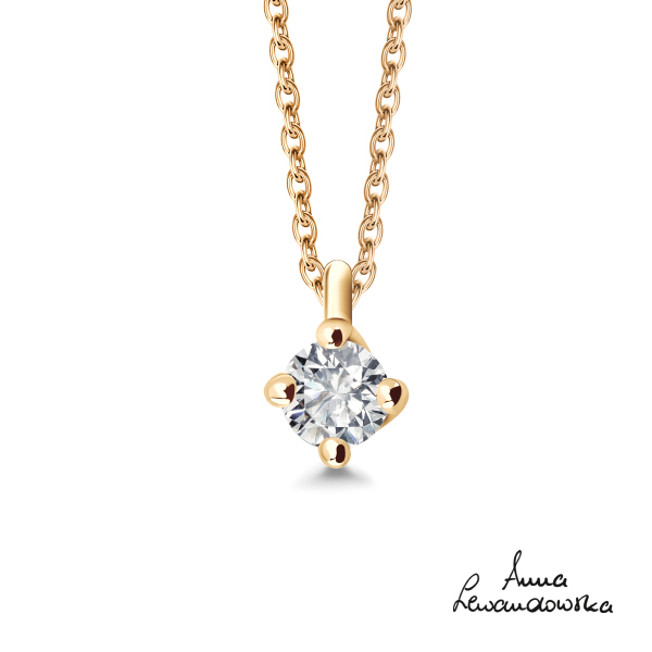 Naszyjnik złoty z diamentem - 0,05 ct - Valentine