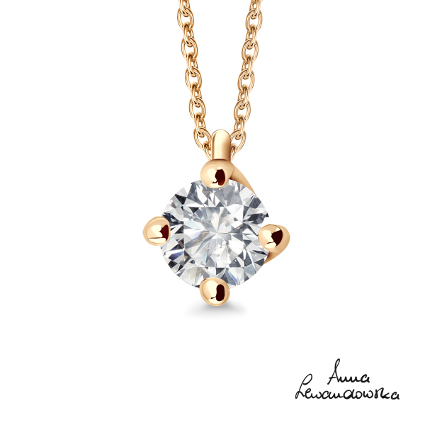 Naszyjnik złoty z diamentem YES Hearts & Arrows - 0,20 ct - Valentine 