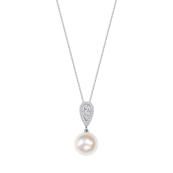 Naszyjnik srebrny z perłami i cyrkoniami - Pearls of Sky