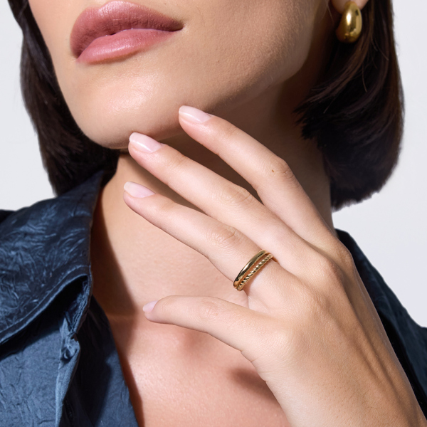 Pierścionek srebrny pozłacany - Simple