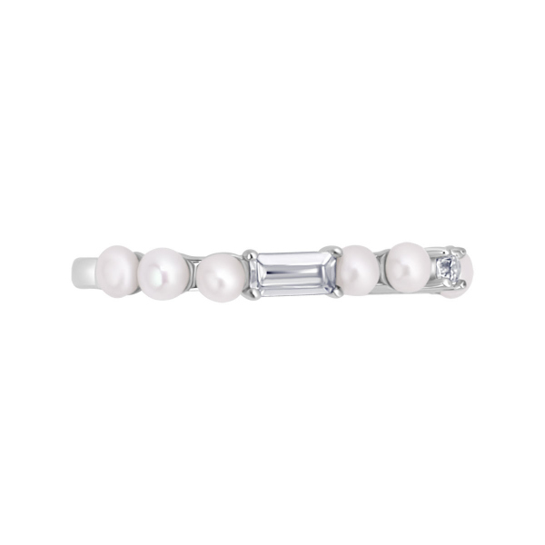 Pierścionek srebrny z perłami i cyrkoniami - Pearls of Sky