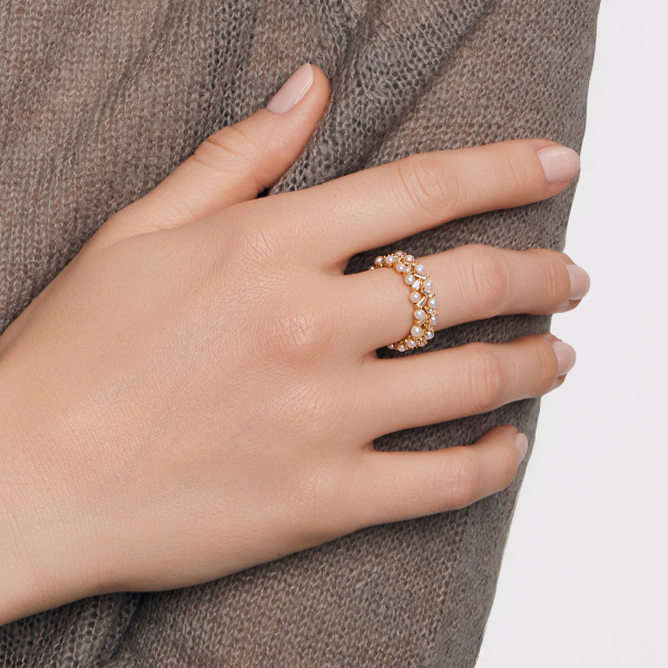 Pierścionek srebrny z perłami i cyrkoniami - Pearls of Sky