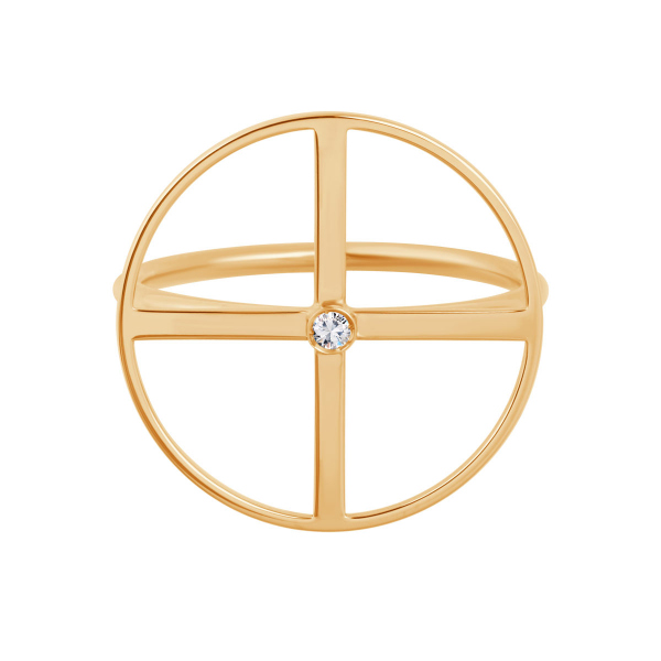 Pierścionek złoty z cyrkonią - koło 