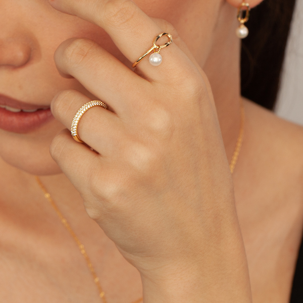Pierścionek złoty z perłą - La Prima Shine