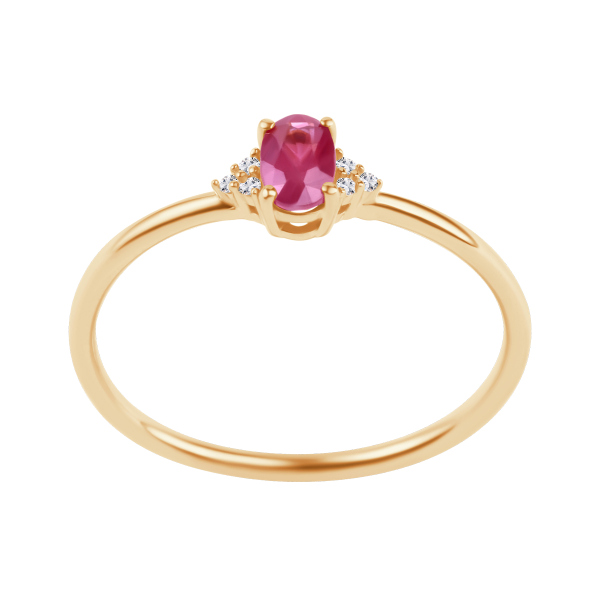 Pierścionek złoty z rubinem i diamentami