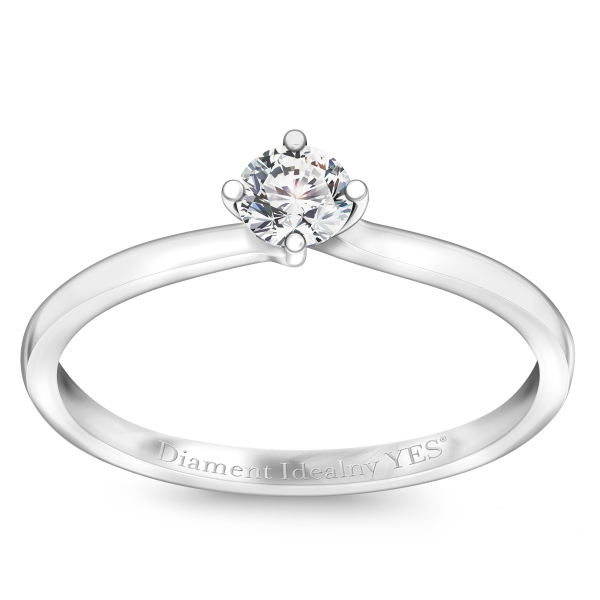 Pierścionek z białego złota z Diamentem Idealnym YES - 0,20 ct - Valentine