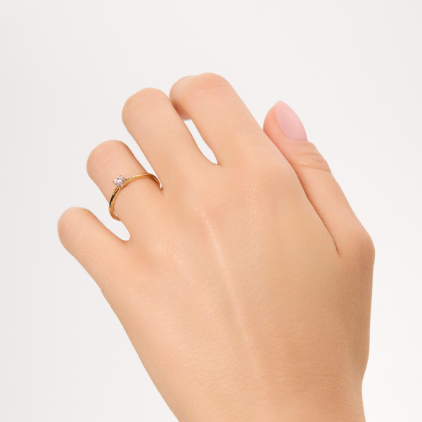 Pierścionek z dwukolorowego złota z diamentem - 0,04 ct - YES illusion