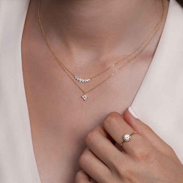 Pierścionek złoty z cyrkoniami 