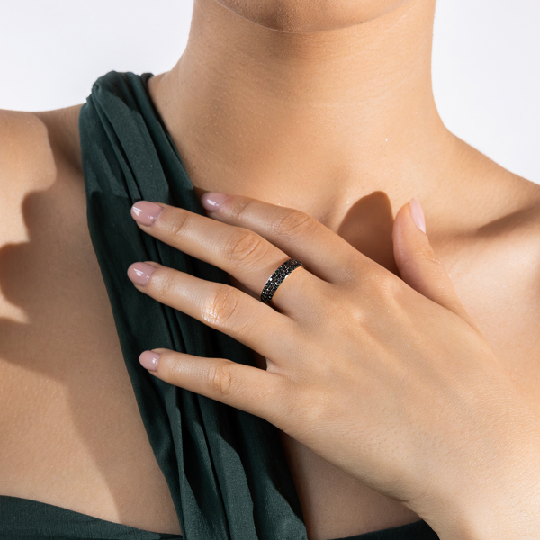 Pierścionek złoty z czarnymi diamentami - Midnight