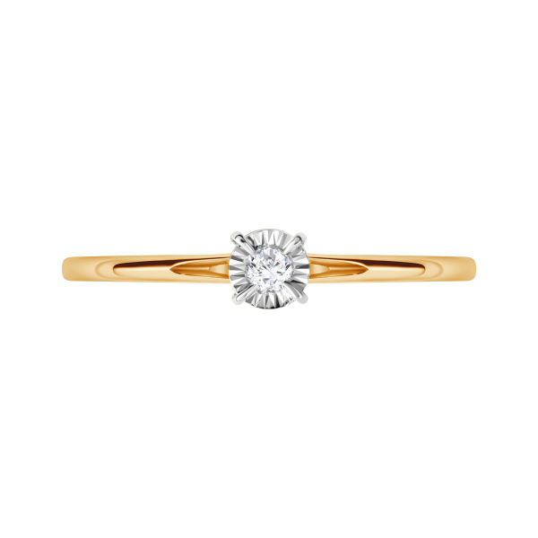 Pierścionek z dwukolorowego złota z diamentem - 0,04 ct - YES illusion