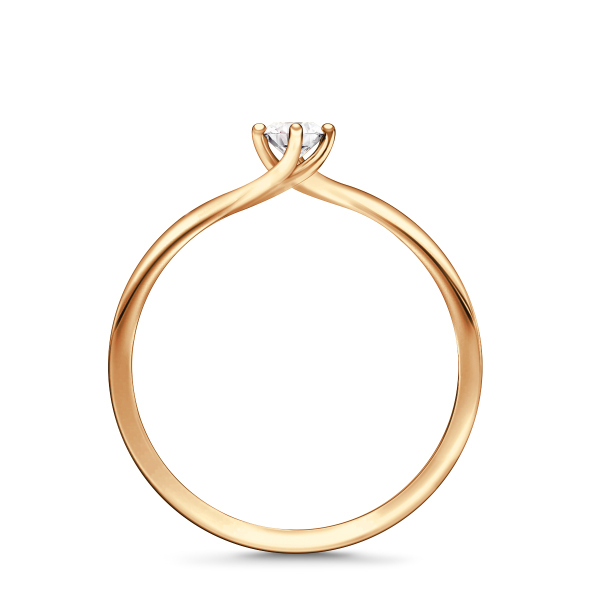 Pierścionek złoty z diamentem YES Hearts & Arrows - 0,08 ct - Valentine