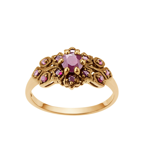 Pierścionek złoty z rubinami - Kolekcja Wiktoriańska
