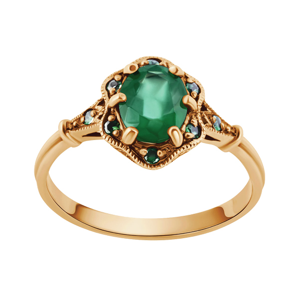 Pierścionek złoty ze szmaragdami - Kolekcja Wiktoriańska