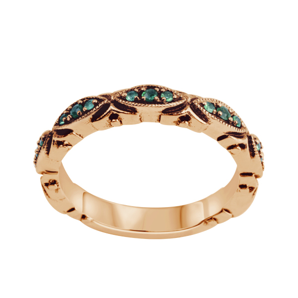 Pierścionek złoty ze szmaragdami - Kolekcja Wiktoriańska