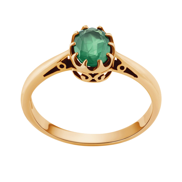 Pierścionek złoty ze szmaragdem - Kolekcja Wiktoriańska
