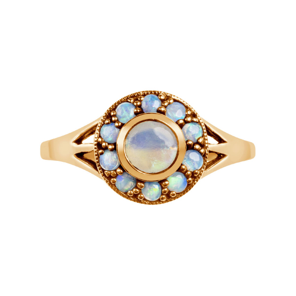 Złoty pierścionek z opalami - Kolekcja Wiktoriańska
