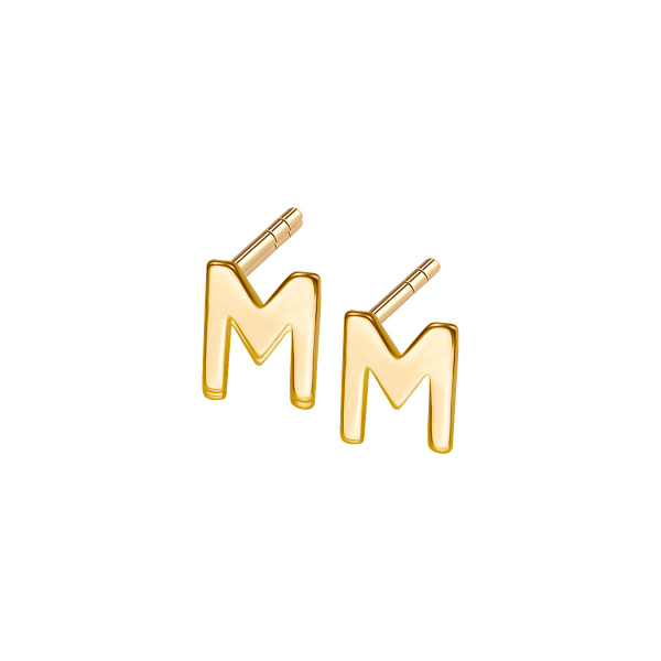 Kolczyki złote - litera M