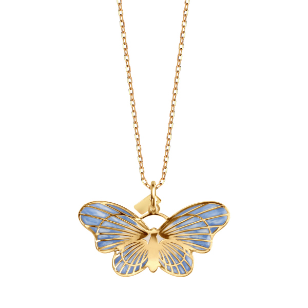 Zawieszka złota pokryta niebieską emalią - motyl