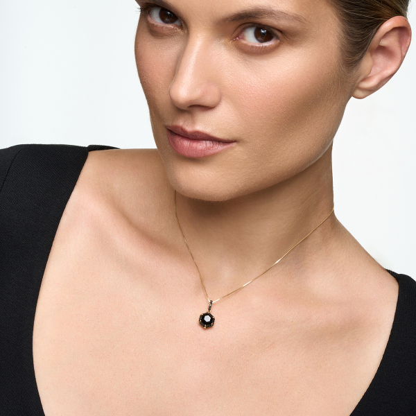 Zawieszka złota z onyksem i czarnymi diamentami - Midnight