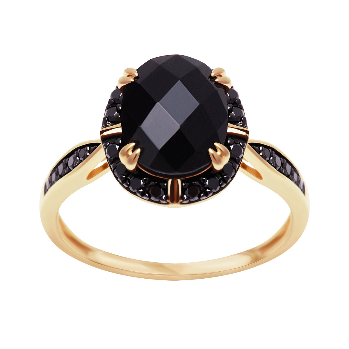 定番人気！ złoty Pierścionek z Midnight - diamentami czarnymi i onyksem ワイン