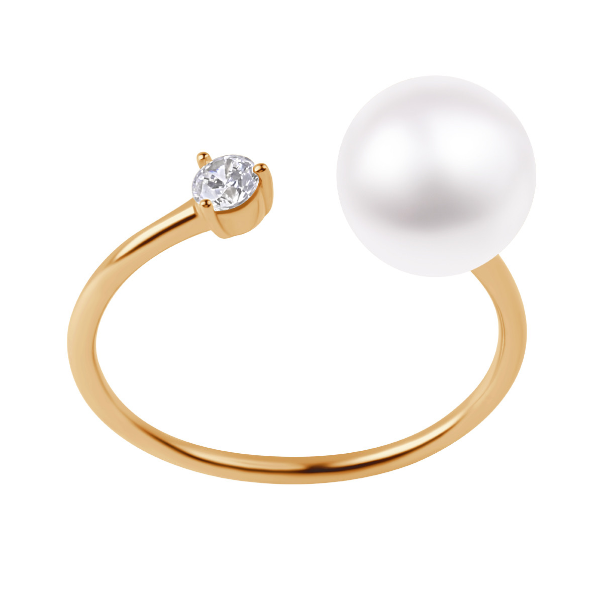 Pierścionek złoty z perłą i cyrkonią - Pearls (EG20417 - 47552)