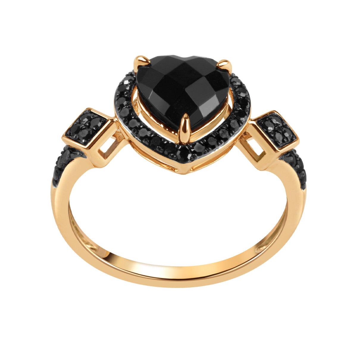 ♡e♡ Pierścionek złoty z onyksem i czarnymi diamentami - Midnight