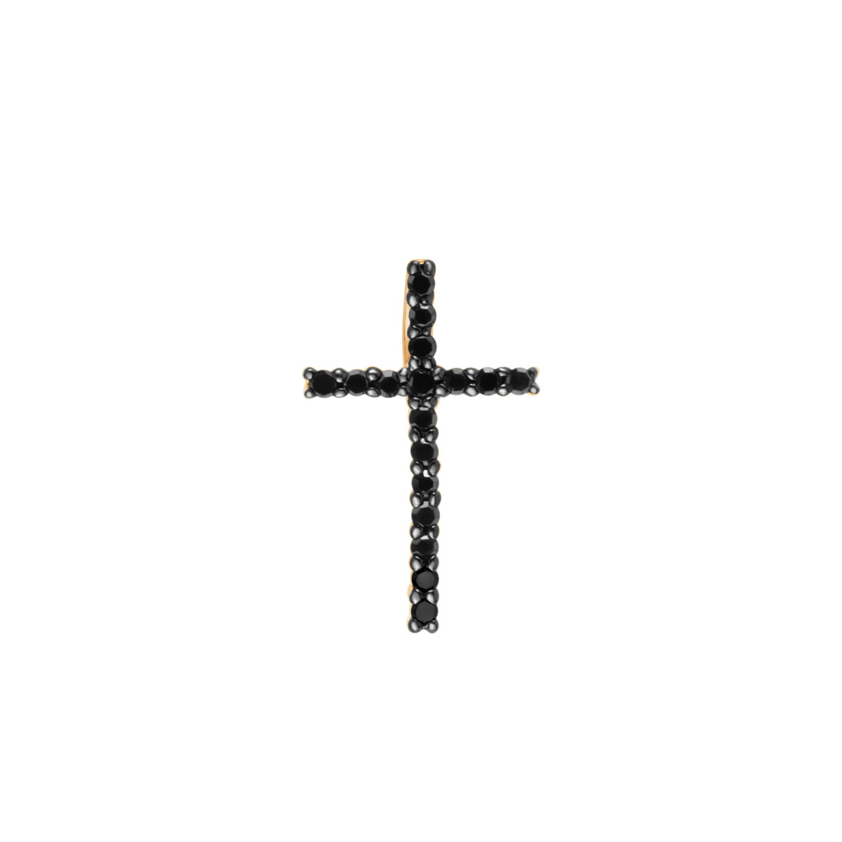 ‪✝︎ Zawieszka złota z czarnymi diamentami - krzyżyk ( - 48647)