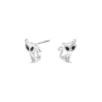 予約販売 srebrne Kolczyki z Mini - koty - cyrkoniami czarnymi アクセサリー