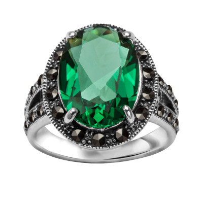 ysmizu様 Pierścionek srebrny z markazytami i kwarcem (ZPMP084 - 30045)