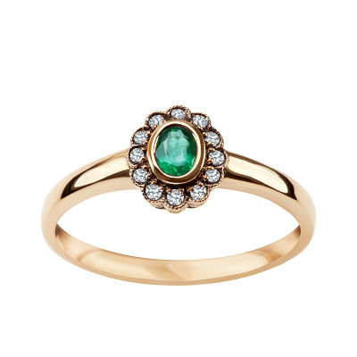 Pierścionek złoty ze szmaragdem i szafirami - Kolekcja